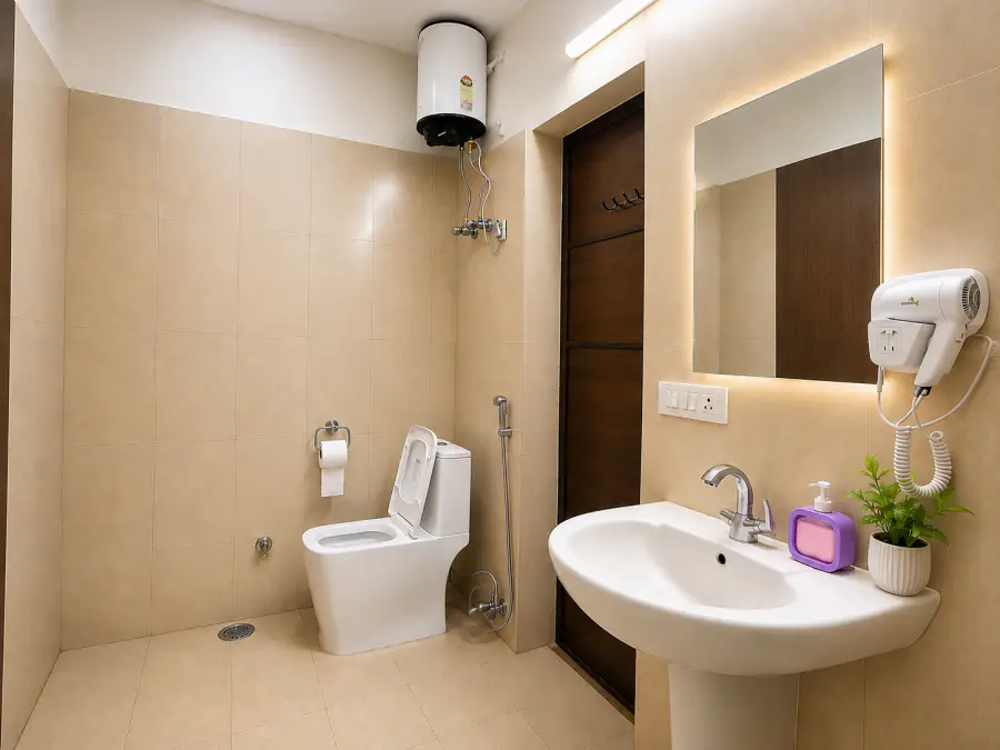 Private HOSHTEL99 Delhi dorm washroom with mirror and basin